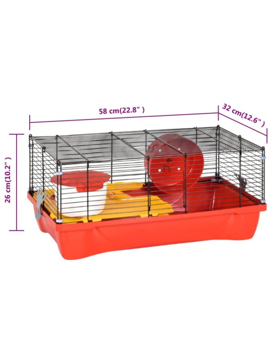Hamstripuur, punane, 58 x 32 x 36 cm, polüpropüleen ja metall