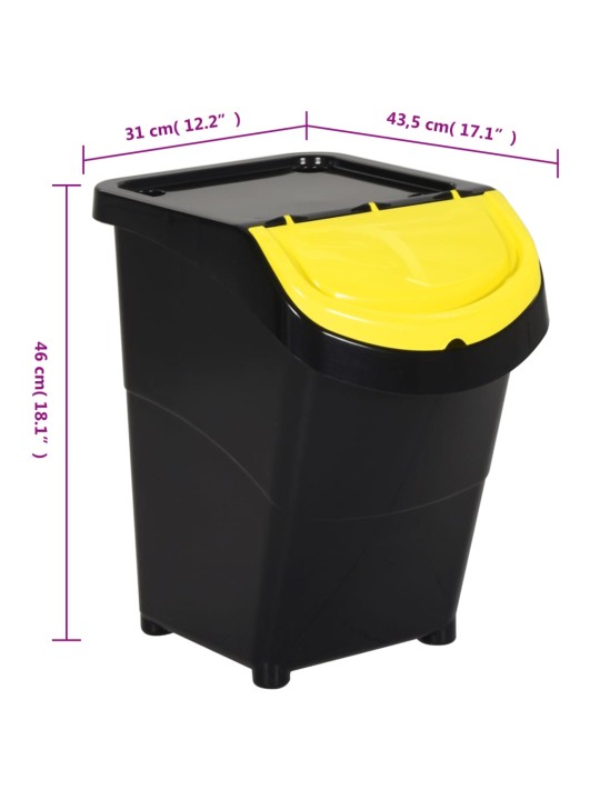 VIRNASTATAVAD KAANEGA PRÜGIKASTID 3 TK, MUST, PP, 120 L