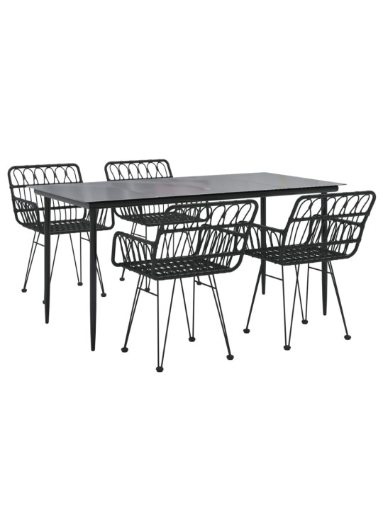 5-osaline aiamööbli komplekt, must, polürotang