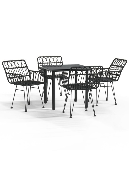 5-osaline aiamööbli komplekt, must, polürotang