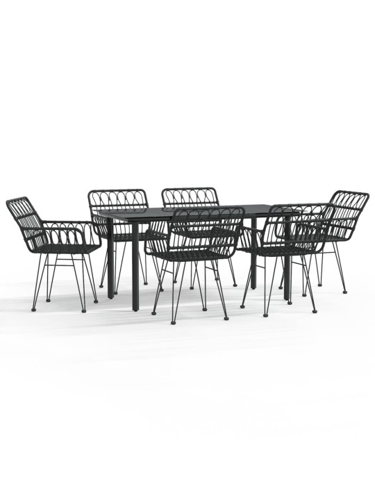 7-osaline aiamööblikomplekt, must, polürotang