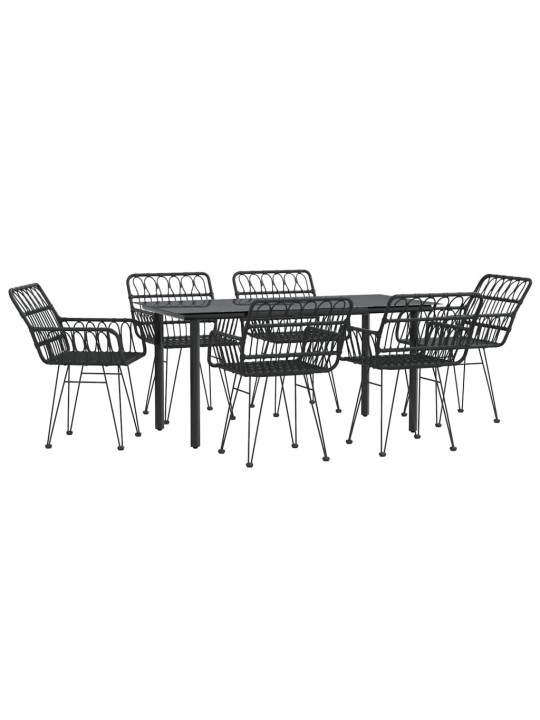 7-osaline aiamööblikomplekt, must, polürotang
