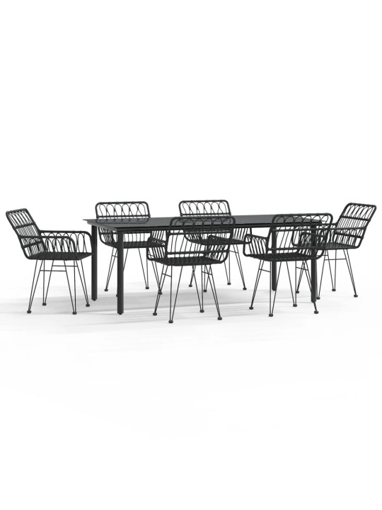 7-osaline aiamööblikomplekt, must, polürotang