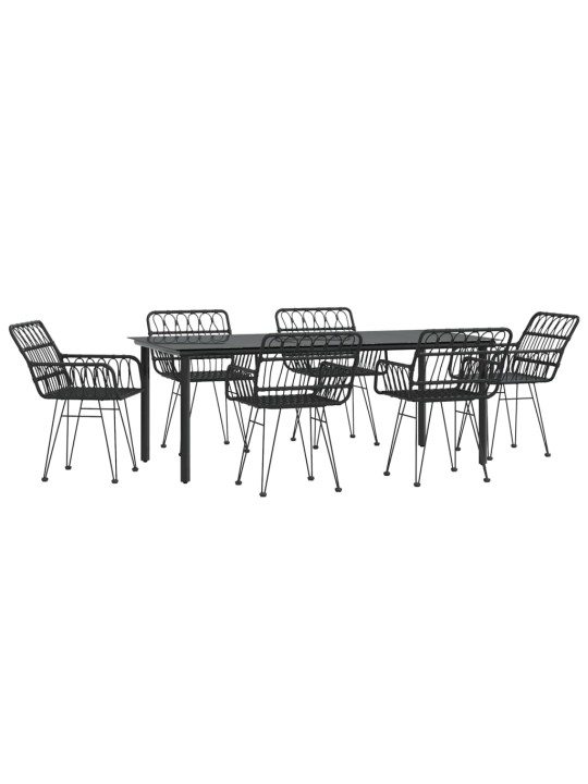 7-osaline aiamööblikomplekt, must, polürotang