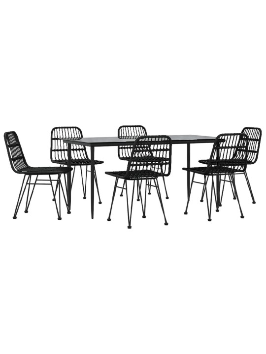 7-osaline aiamööblikomplekt, must, polürotang