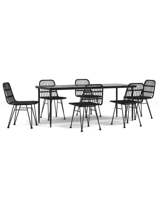 7-osaline aiamööblikomplekt, must, polürotang