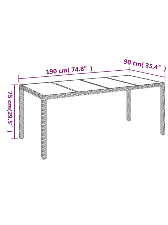 7-osaline aiamööblikomplekt patjadega, must, polürotang