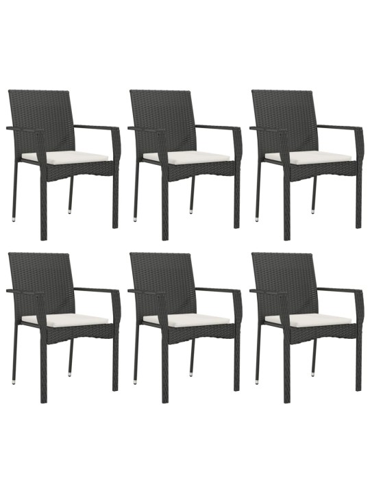 7-osaline aiamööblikomplekt patjadega, must, polürotang