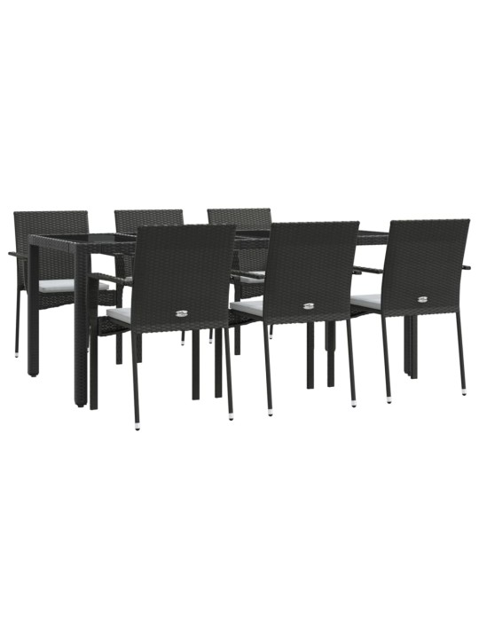 7-osaline aiamööblikomplekt patjadega, must, polürotang