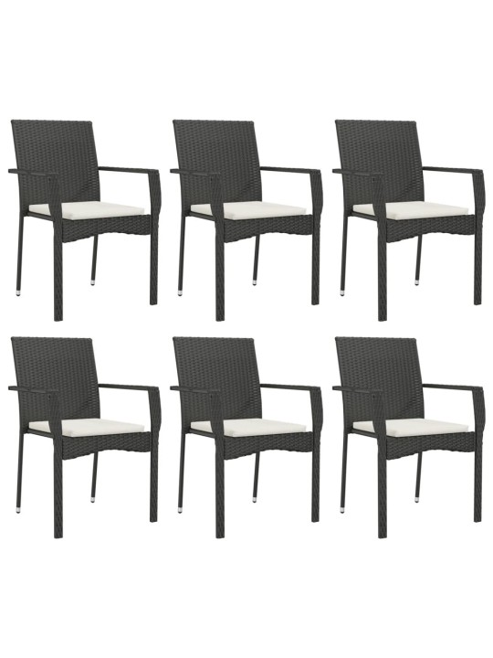 7-osaline aiamööblikomplekt patjadega, must, polürotang