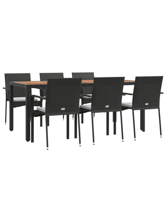 7-osaline aiamööblikomplekt patjadega, must, polürotang