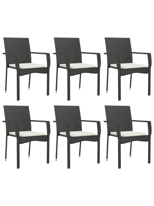 7-osaline aiamööblikomplekt patjadega, must, polürotang