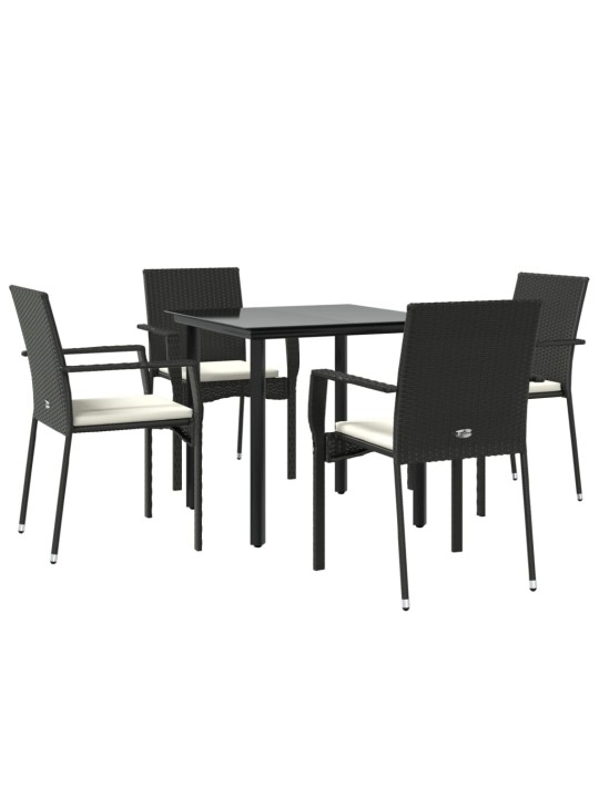 5-osaline aiamööbli komplekt patjadega, must, polürotang