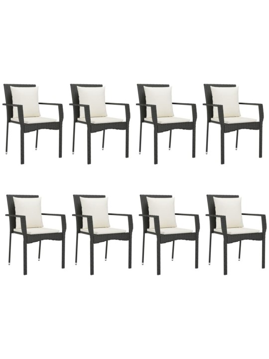 9-osaline aiamööbli komplekt patjadega, must, polürotang