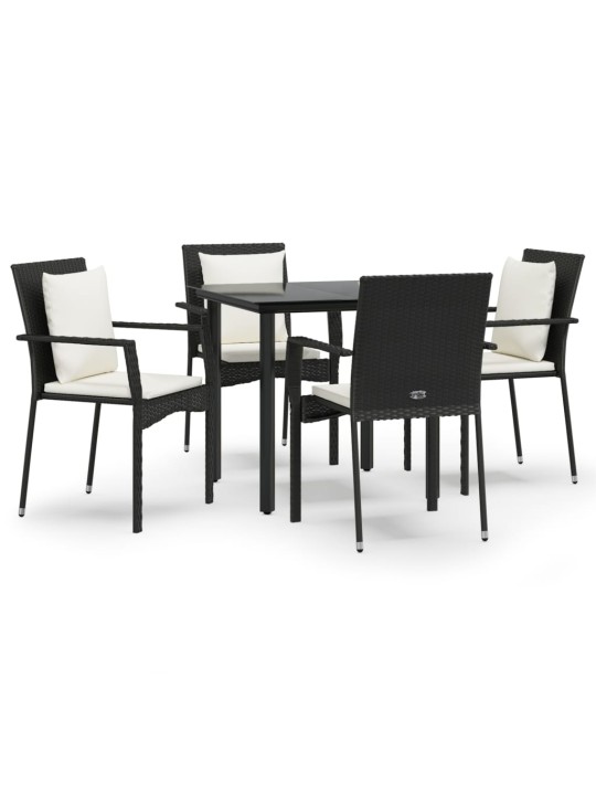 5-osaline aiamööbli komplekt patjadega, must, polürotang