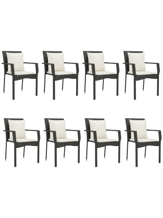 9-osaline aiamööbli komplekt patjadega, must, polürotang