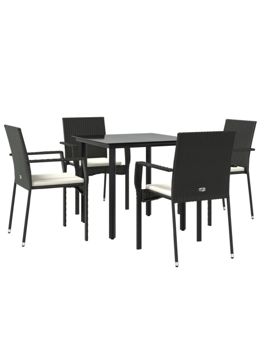 5-osaline aiamööbli komplekt patjadega, must, polürotang