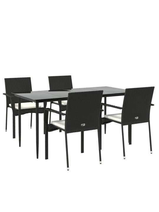 5-osaline aiamööbli komplekt patjadega, must, polürotang