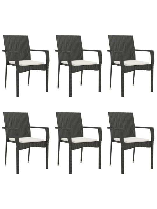 7-osaline aiamööblikomplekt patjadega, must, polürotang