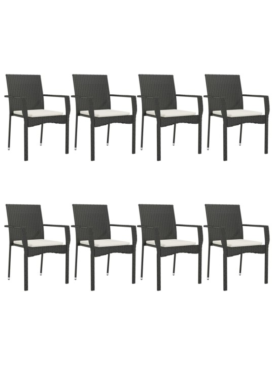 9-osaline aiamööbli komplekt patjadega, must, polürotang