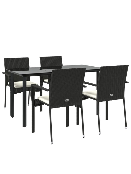 5-osaline aiamööbli komplekt patjadega, must, polürotang