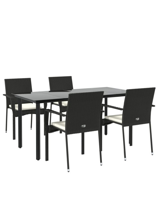 5-osaline aiamööbli komplekt patjadega, must, polürotang