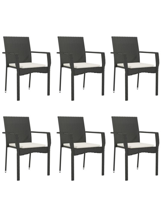 7-osaline aiamööblikomplekt patjadega, must, polürotang