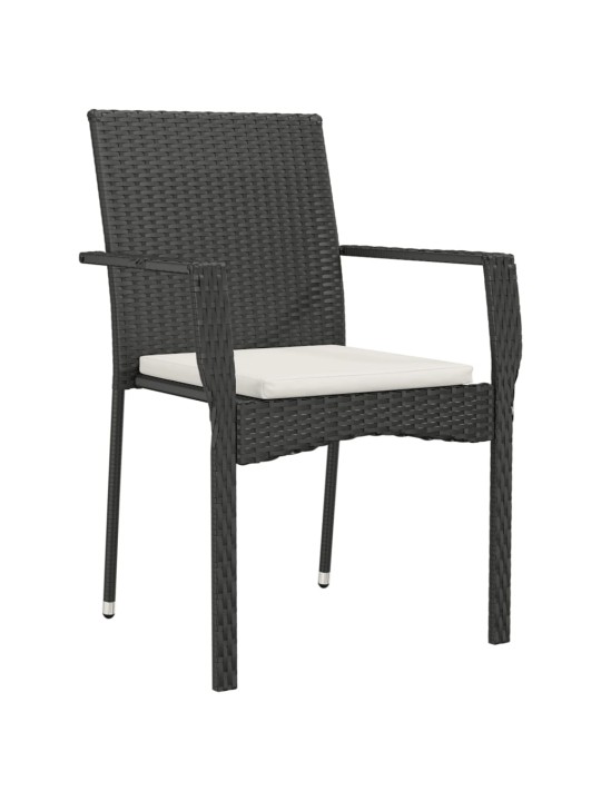 7-osaline aiamööblikomplekt patjadega, must, polürotang