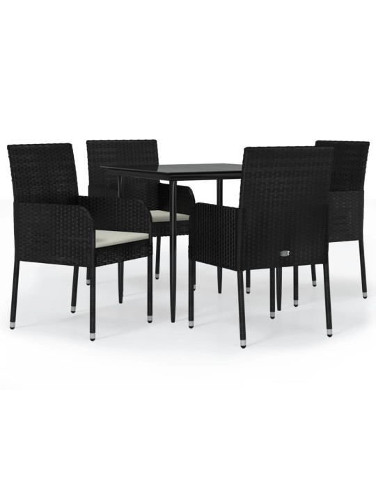 5-osaline aiamööbli komplekt patjadega, must, polürotang