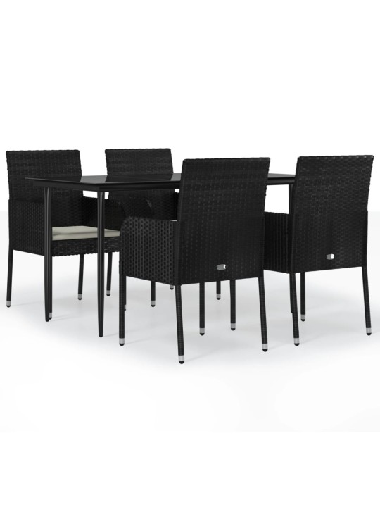5-osaline aiamööbli komplekt patjadega, must, polürotang