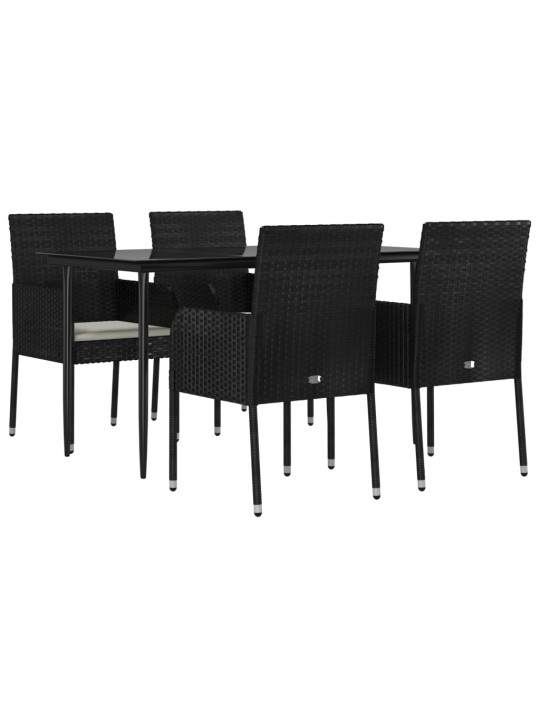 5-osaline aiamööbli komplekt patjadega, must, polürotang