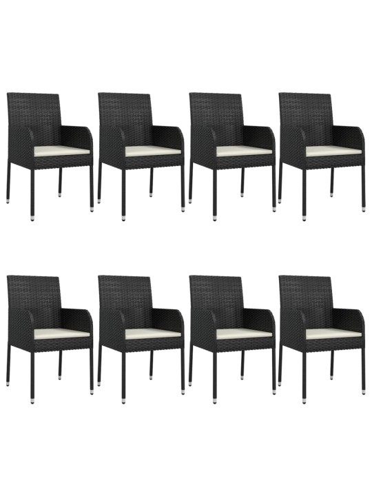 9-osaline aiamööbli komplekt patjadega, must, polürotang