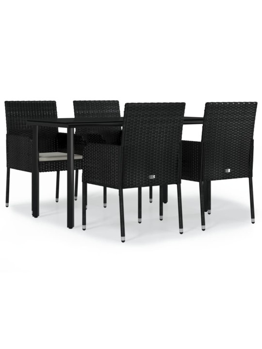 5-osaline aiamööbli komplekt patjadega, must, polürotang