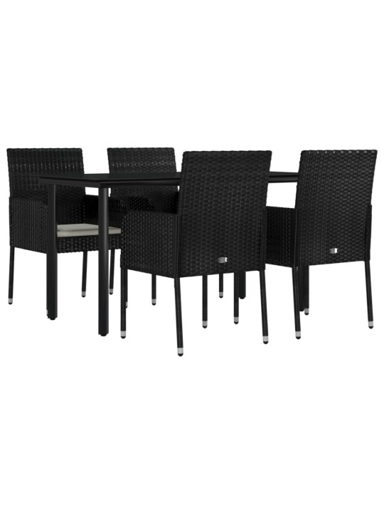 5-osaline aiamööbli komplekt patjadega, must, polürotang