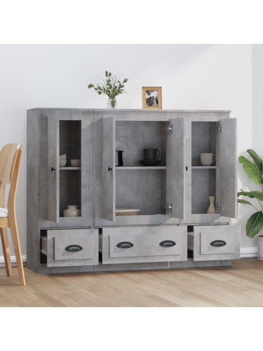 Kõrged kapid 3 tk, betoonhall, tehispuit