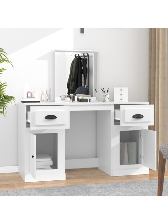 Tualettlaud peegliga, valge, 130 x 50 x 132,5 cm