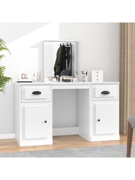 Tualettlaud peegliga, valge, 130 x 50 x 132,5 cm