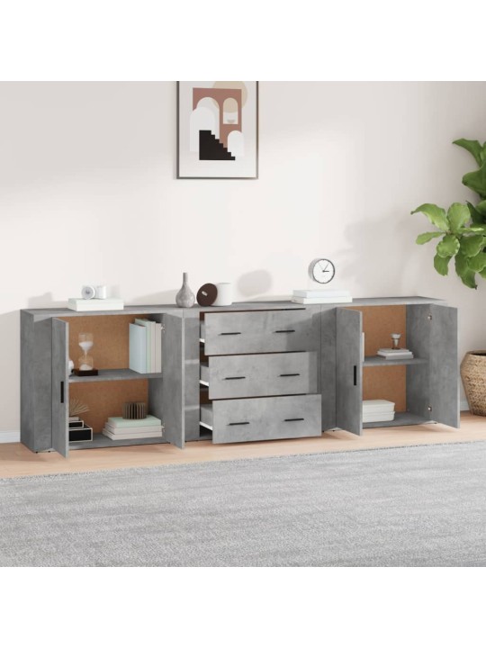 Puhvetkapid 3 tk, betoonhall, tehispuit