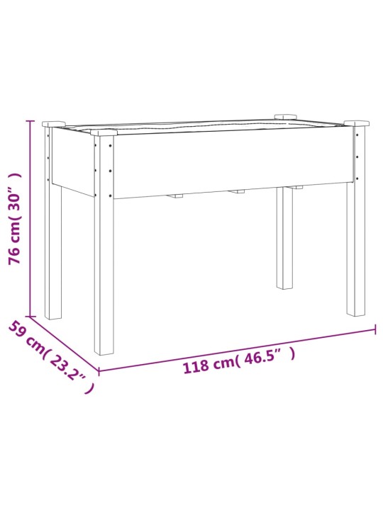 Voodriga taimelava, 118 x 59 x 76 cm, nulupuit