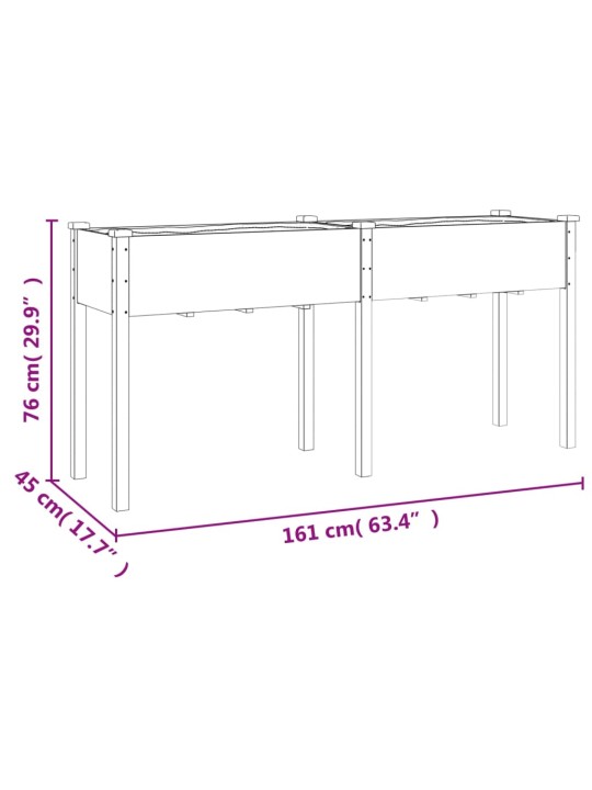 Voodriga taimelava, 161 x 45 x 76 cm, nulupuit