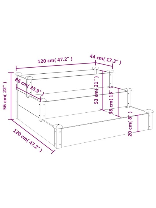 Aia taimelava, 120 x 120 x 56 cm, nulupuit