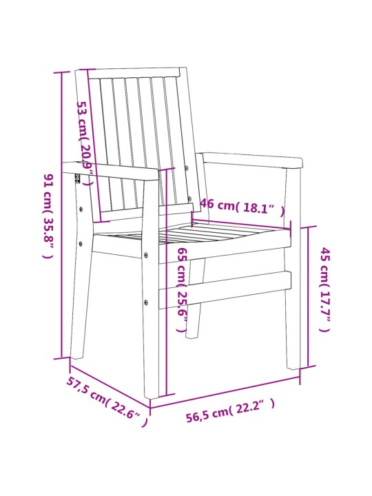 Virnastatavad aiatoolid 2 tk, 56,5 x 57,5 x 91 cm, tiikpuu