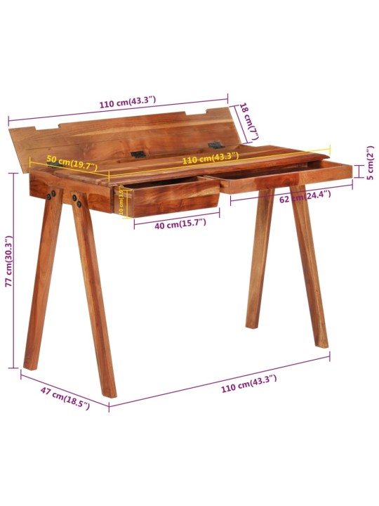Kirjutuslaud sahtliga, 110 x 50 x 77 cm, akaatsiapuit