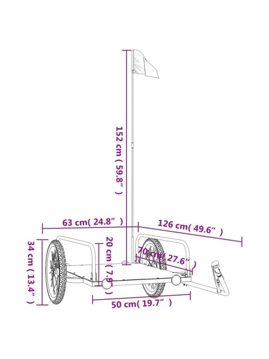 Jalgrattahaagis, must, 126 x 63 x 34 cm, raud