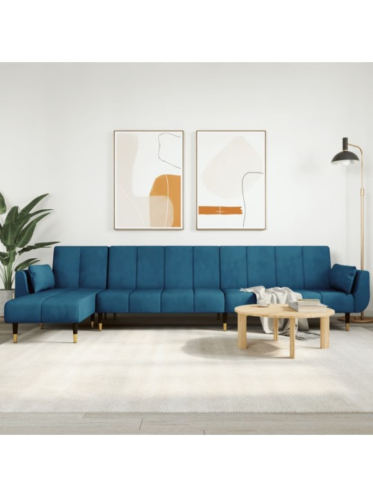 L-KUJULINE DIIVANVOODI, SININE, 275 X 140 X 70 CM, SAMET