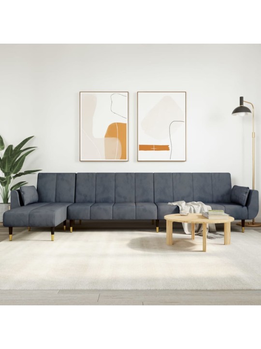L-KUJULINE DIIVANVOODI, TUMEHALL, 275 X 140 X 70 CM, SAMET