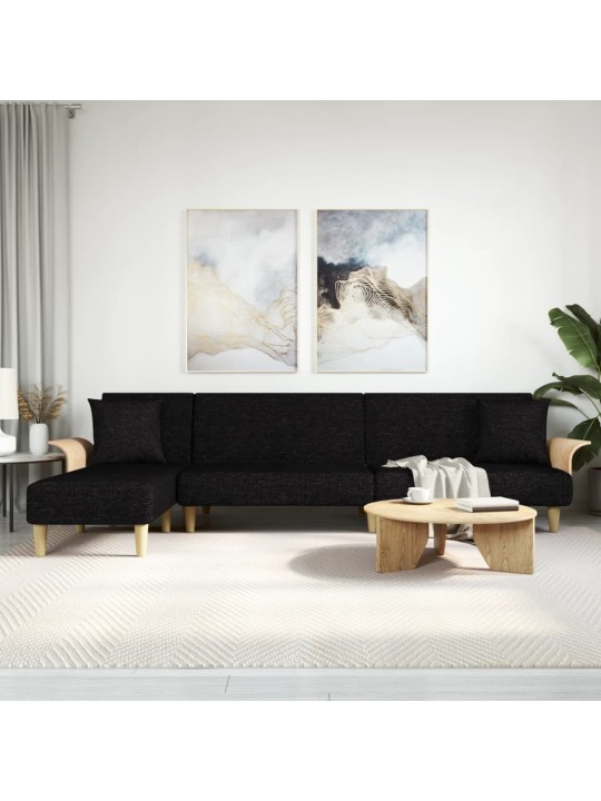L-KUJULINE DIIVANVOODI, MUST, 279 X 140 X 70 CM, KANGAS