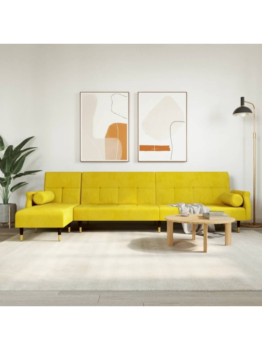 L-KUJULINE DIIVANVOODI, KOLLANE, 271 X 140 X 70 CM, SAMET
