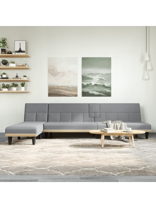 L-KUJULINE DIIVANVOODI, HELEHALL, 255 X 140 X 70 CM, KANGAS