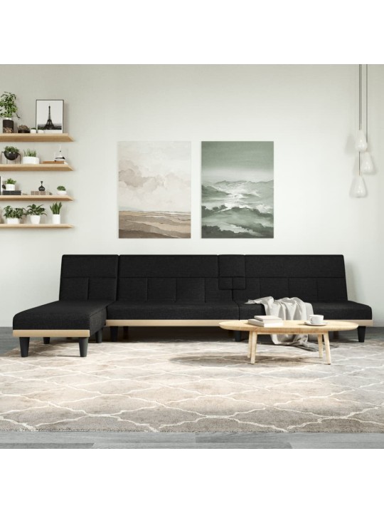 L-KUJULINE DIIVANVOODI, MUST, 255 X 140 X 70 CM, KANGAS